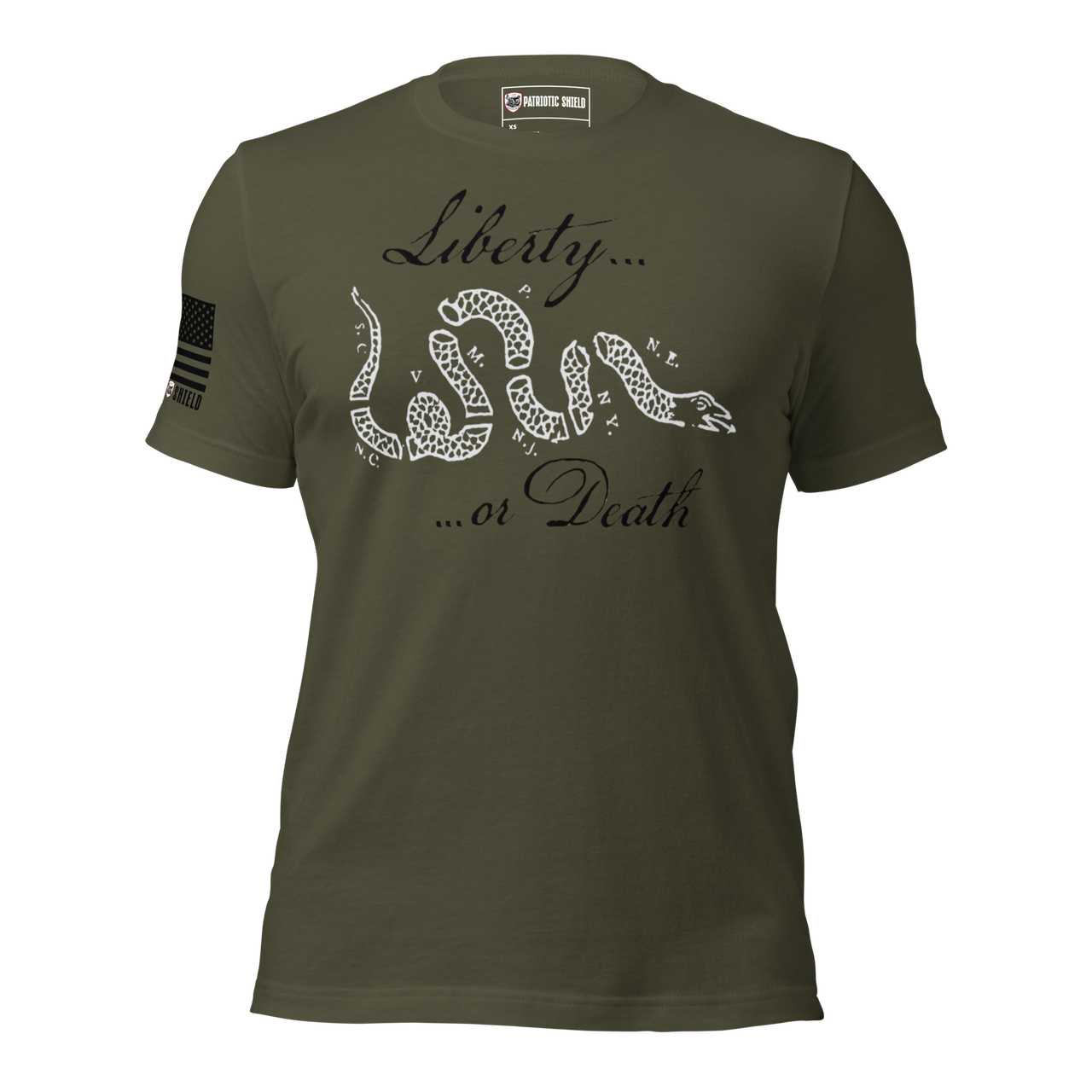 Gritty Liberty or Death Shirt for Defiant Americans. military green