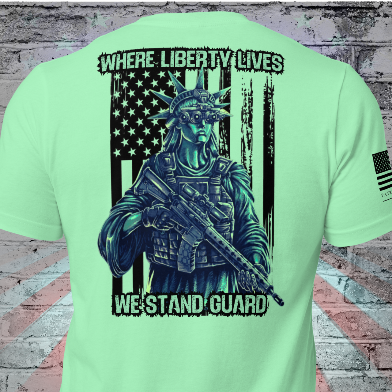 Patriotic Militia T-Shirt with Bold Slogan with lady liberty Graphic