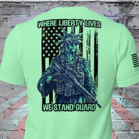 Patriotic Militia T-Shirt with Bold Slogan with lady liberty Graphic