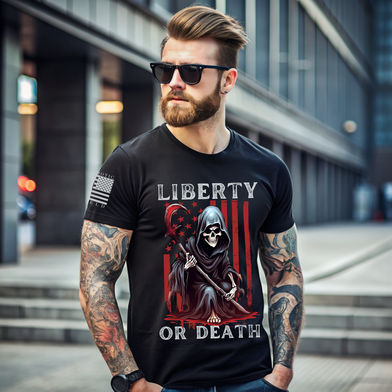 Patriotic T-Shirt - Give Me Liberty or Give Me Death Design