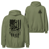 Thumbnail for Military green 'Live Free or Die' patriotihoodie made by a Veteran-family owned business. 