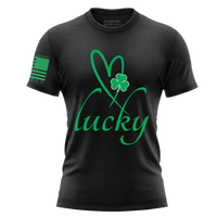 Thumbnail for Soft and stylish Lucky Babe T-shirt for St. Patty's day. Black