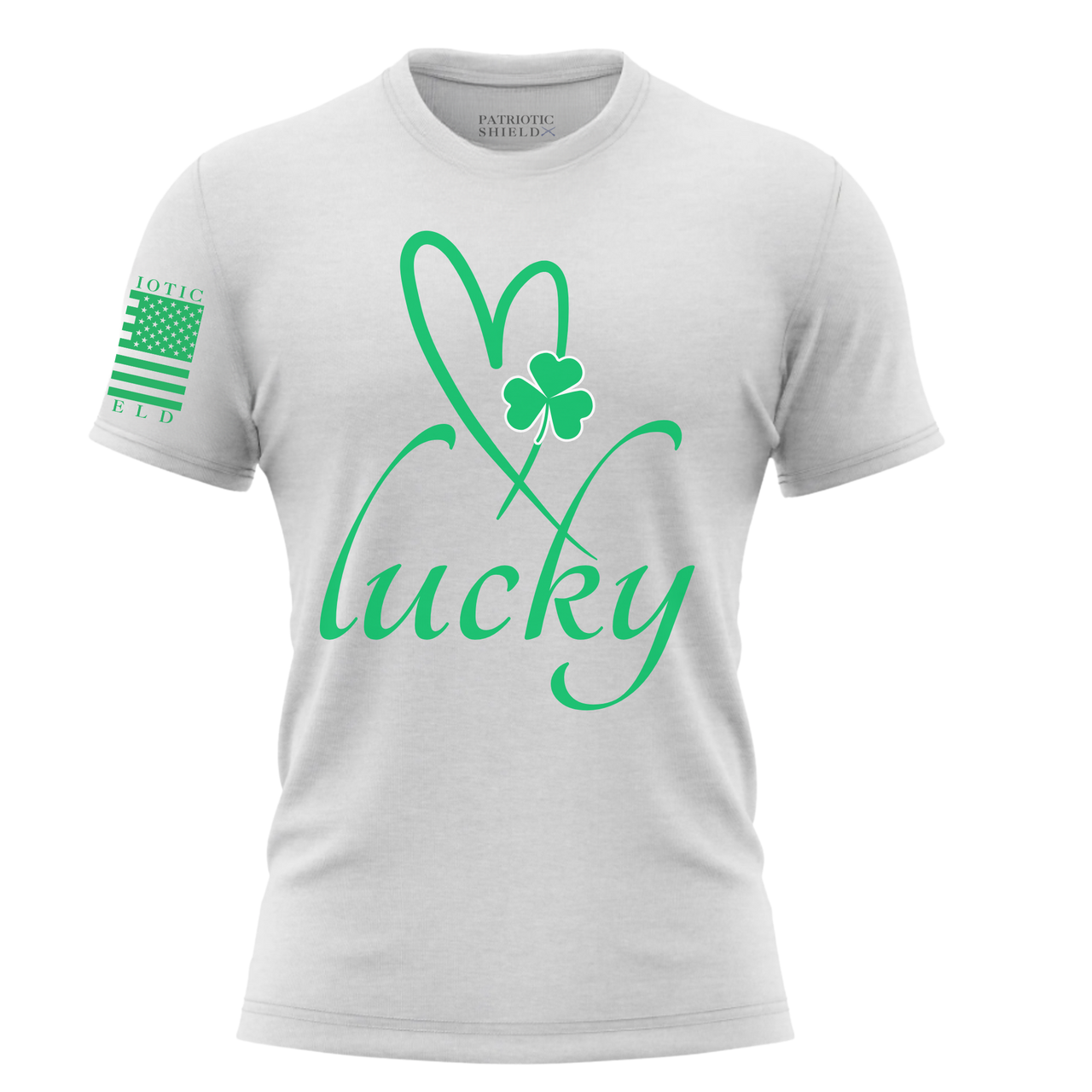 Comfortable Lucky Babe T-shirt for bold, outgoing patriotic women. White