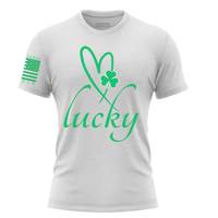 Thumbnail for Comfortable Lucky Babe T-shirt for bold, outgoing patriotic women. White