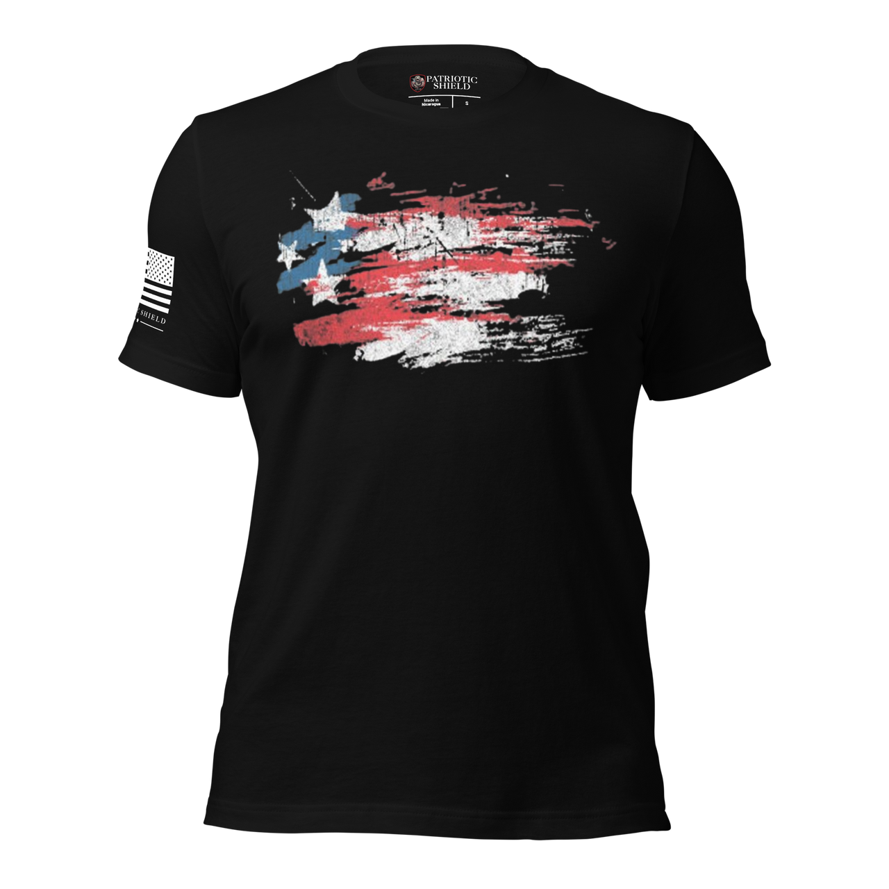 Stylish American Flag T-Shirt for Women Patriotic Apparel. black