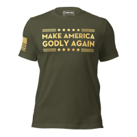 Religious patriotic apparel for Christians in America. military green