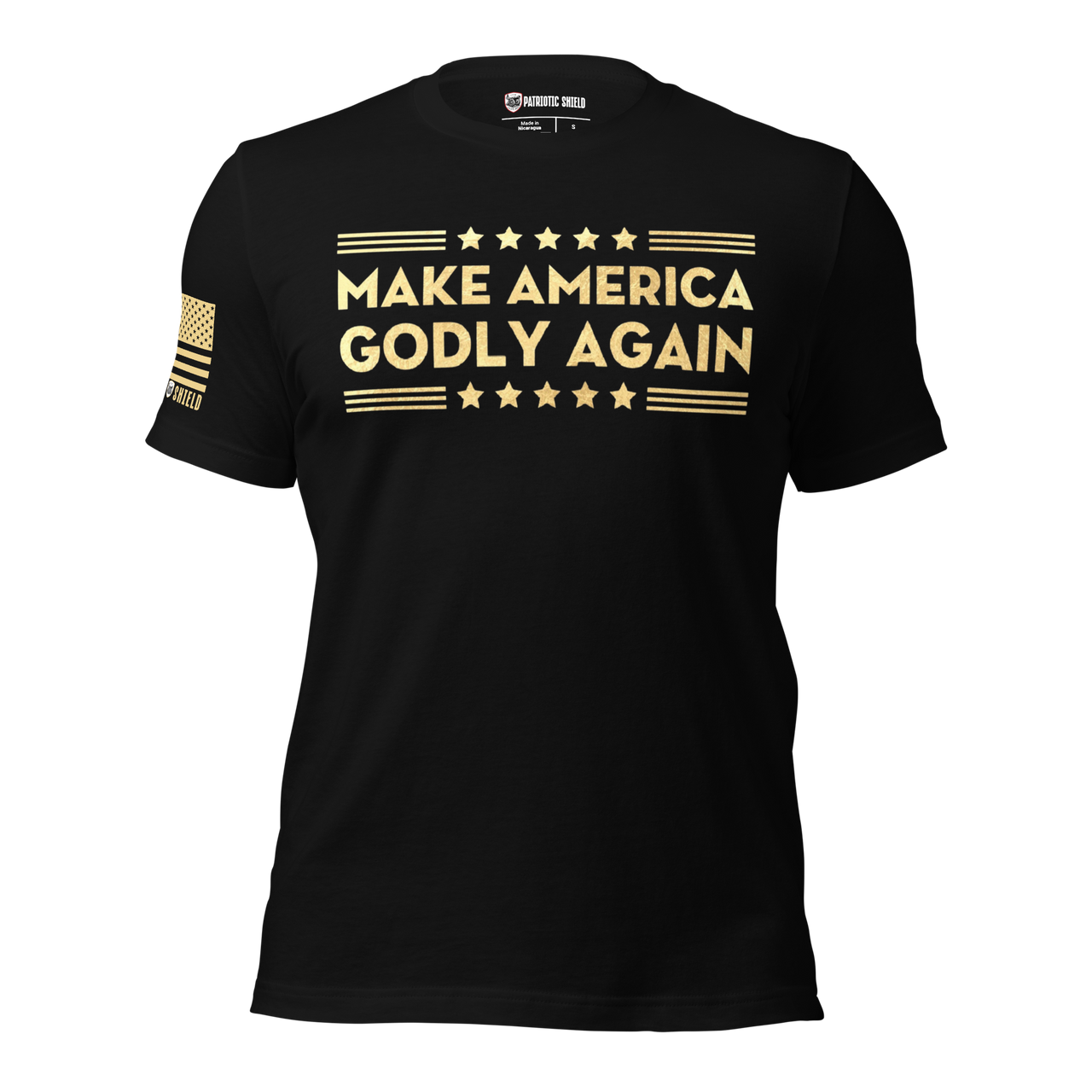 Make America Godly Again Catholic tee for true believers. black