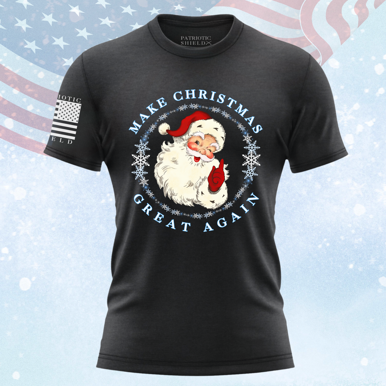 Make Christmas Great Again T-Shirt – Patriotic Holiday Shirt with traditional Santa Claus