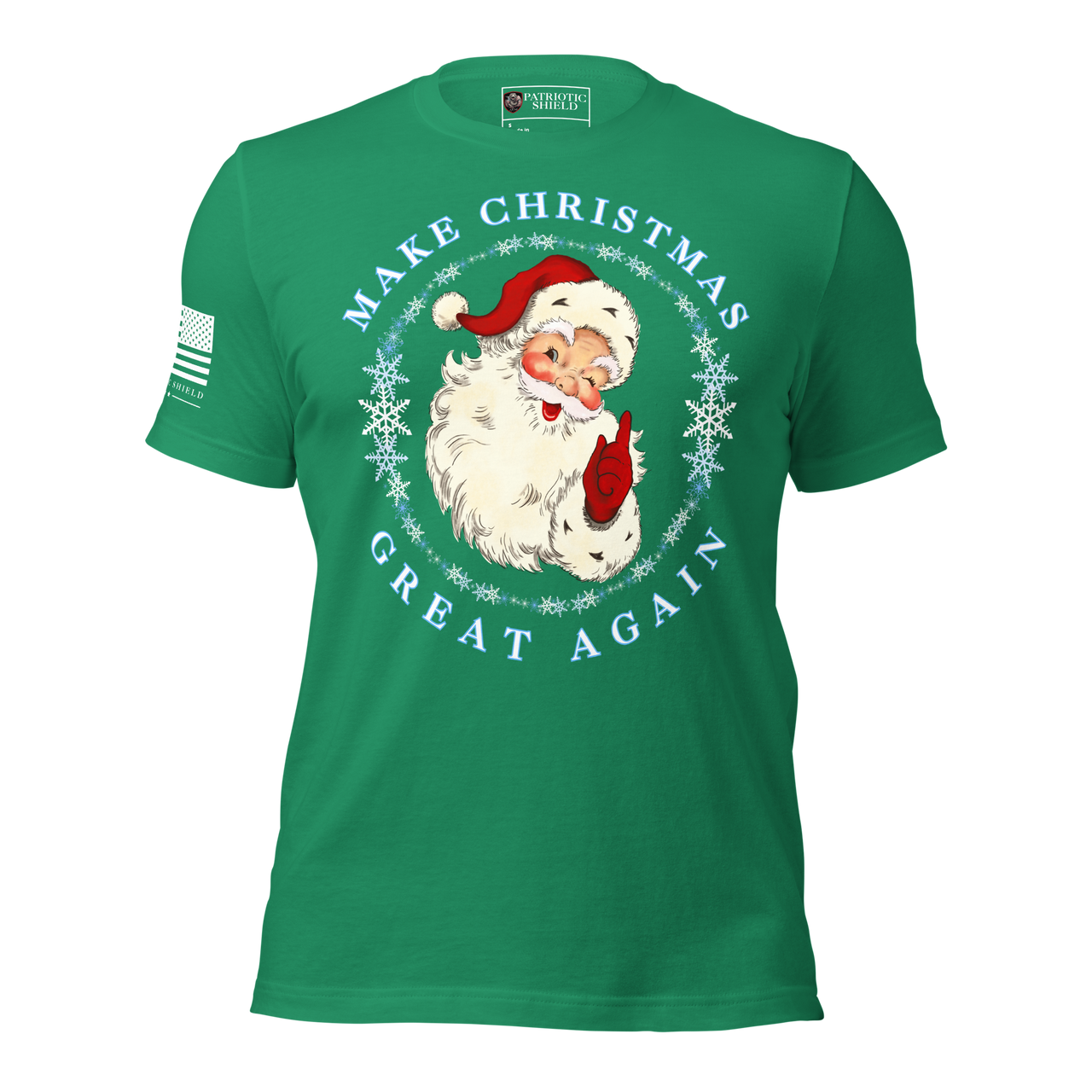 Traditional Patriotic Christmas Tee for Men and Women. kelly