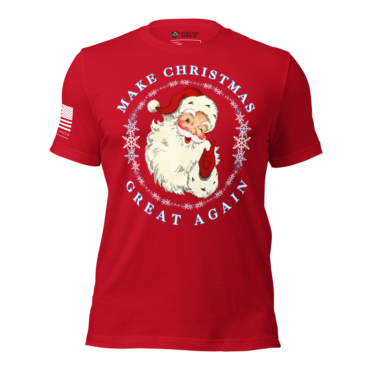 Veteran Family-Owned Patriotic Christmas T-Shirt. red