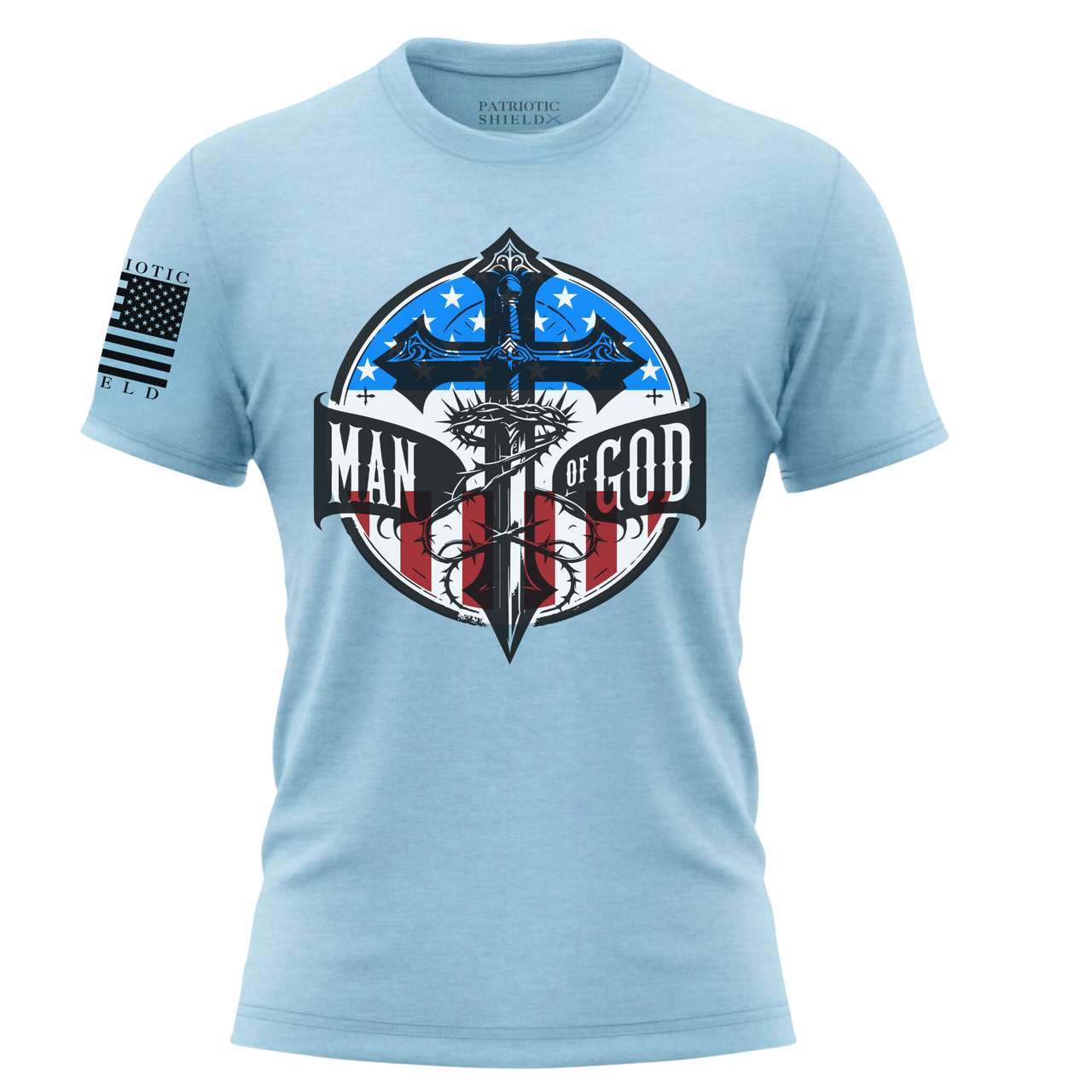 Christian Warrior T-Shirt – Stand Firm in Faith. baby blue