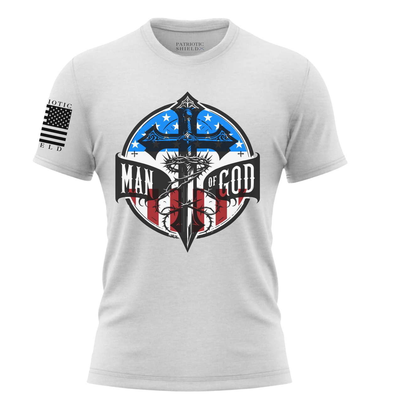 Religious Graphic Tee – Man of God Christian Shirt. white