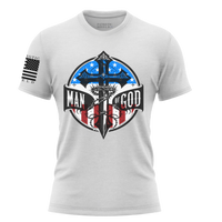 Thumbnail for Religious Graphic Tee – Man of God Christian Shirt. white