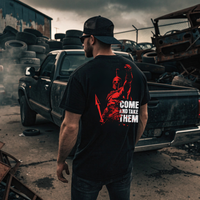 Gritty Spartan warrior graphic t-shirt Never Surrender