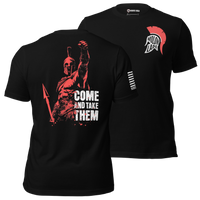 Spartan graphic t-shirt with Come and Take Them battle design. black