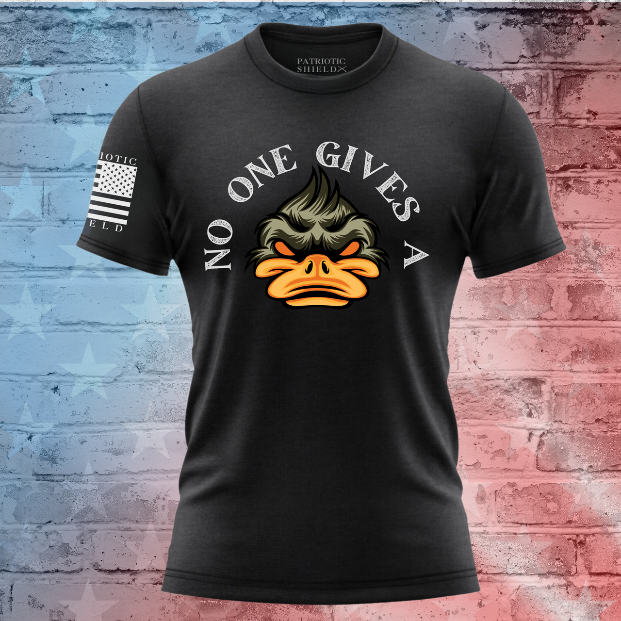 No One Gives a Duck women’s T-shirt with funny patriotic slogan