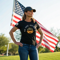 Thumbnail for Stylish women’s patriotic T-shirt with No One Gives a Duck design