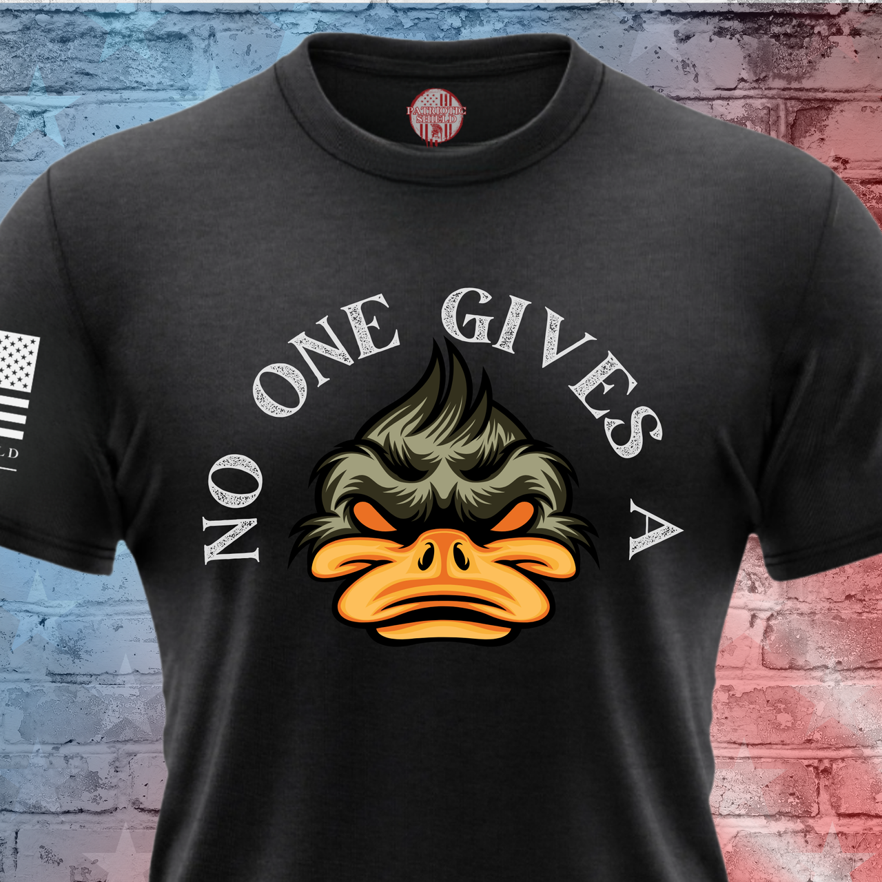 No One Gives a Duck women’s T-shirt with funny patriotic slogan