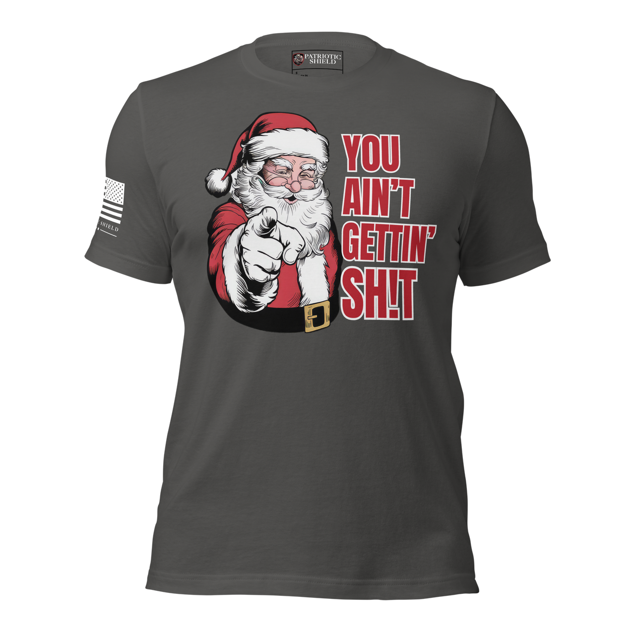 Unique Holiday T-Shirt – Funny Santa Statement Christmas Apparel. asphalt
