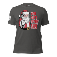 Unique Holiday T-Shirt – Funny Santa Statement Christmas Apparel. asphalt