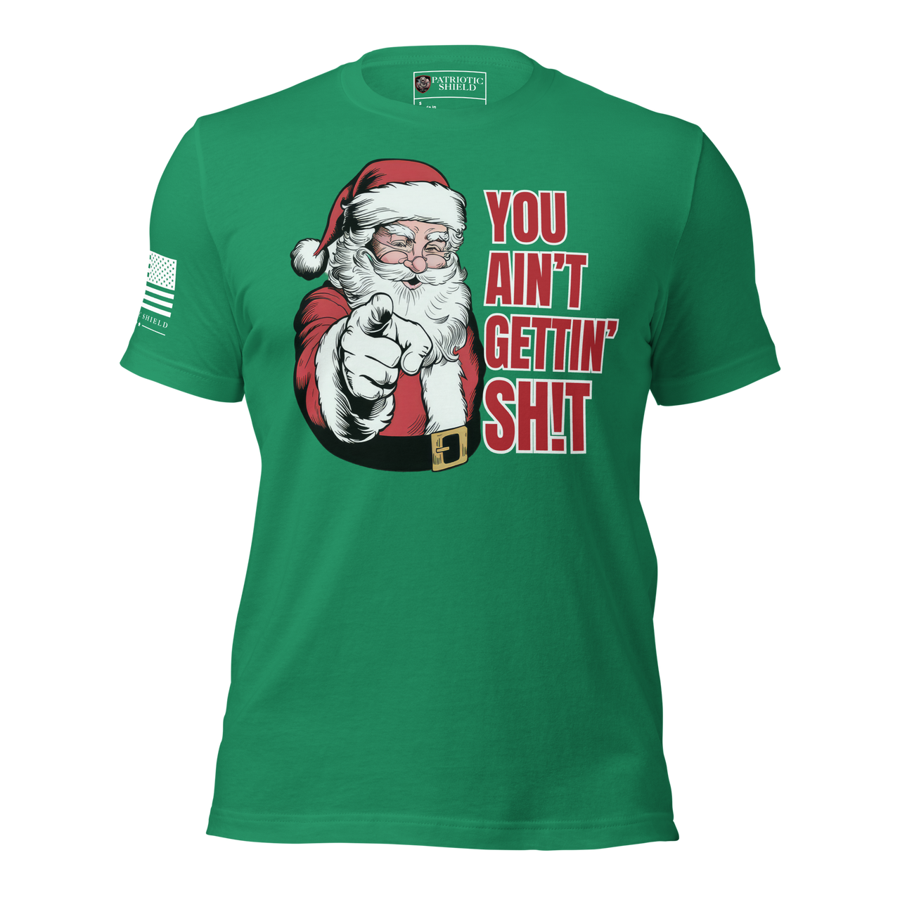 Soft Cotton Christmas Shirt with Cheeky Santa Quote. kelly