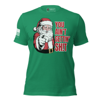 Soft Cotton Christmas Shirt with Cheeky Santa Quote. kelly