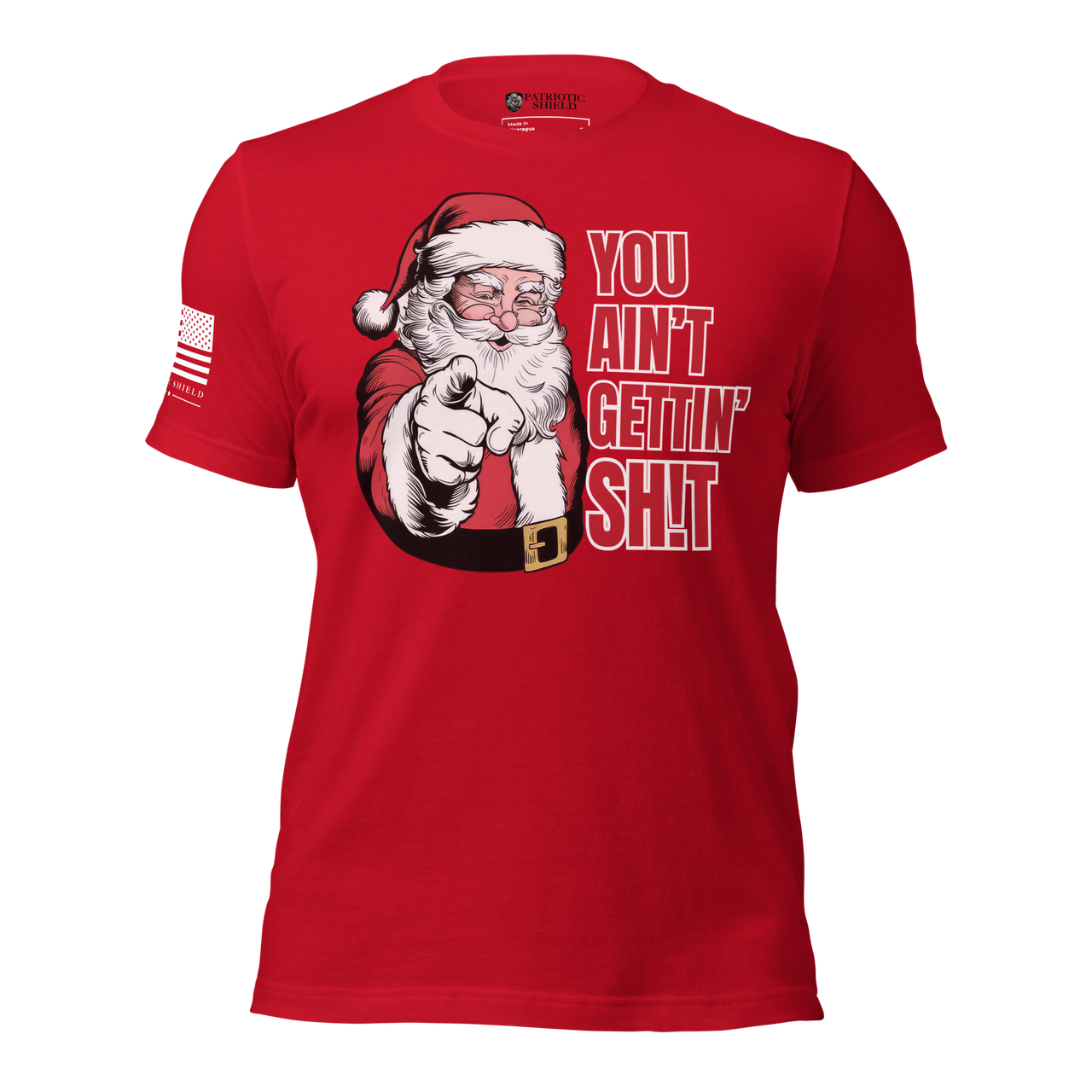 Funny Santa Christmas Gift Tee – Edgy Holiday Apparel. red