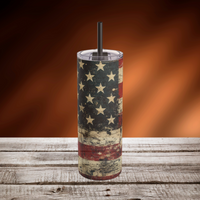 Old Glory 20oz skinny tumbler with American flag wrap design