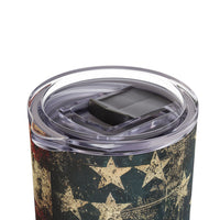 top view of Old Glory matte skinny tumbler for veterans and patriots