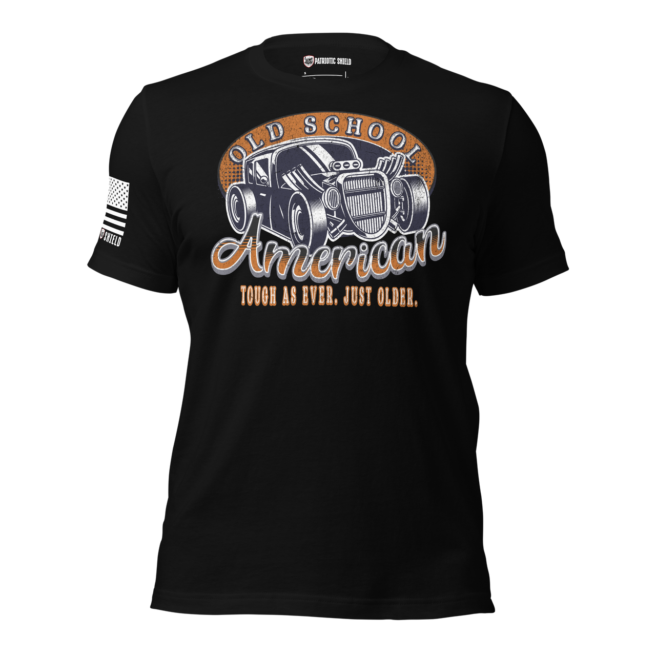 mens graphic tee tough as ever just older muscle car design. black