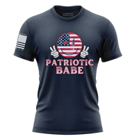 Thumbnail for Trendy Patriotic Babe T-shirt for confident patriots. Navy