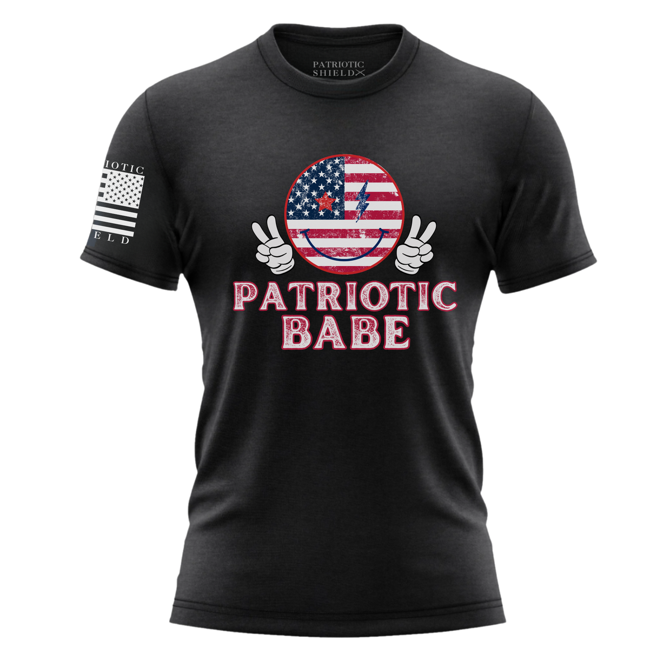 Defiant and empowering Patriotic Babe women’s apparel. Black