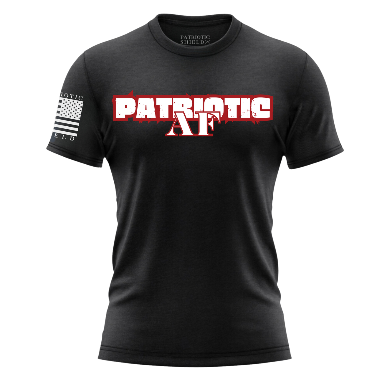 Veteran-family-owned Patriotic AF T-shirt for bold patriots. Black