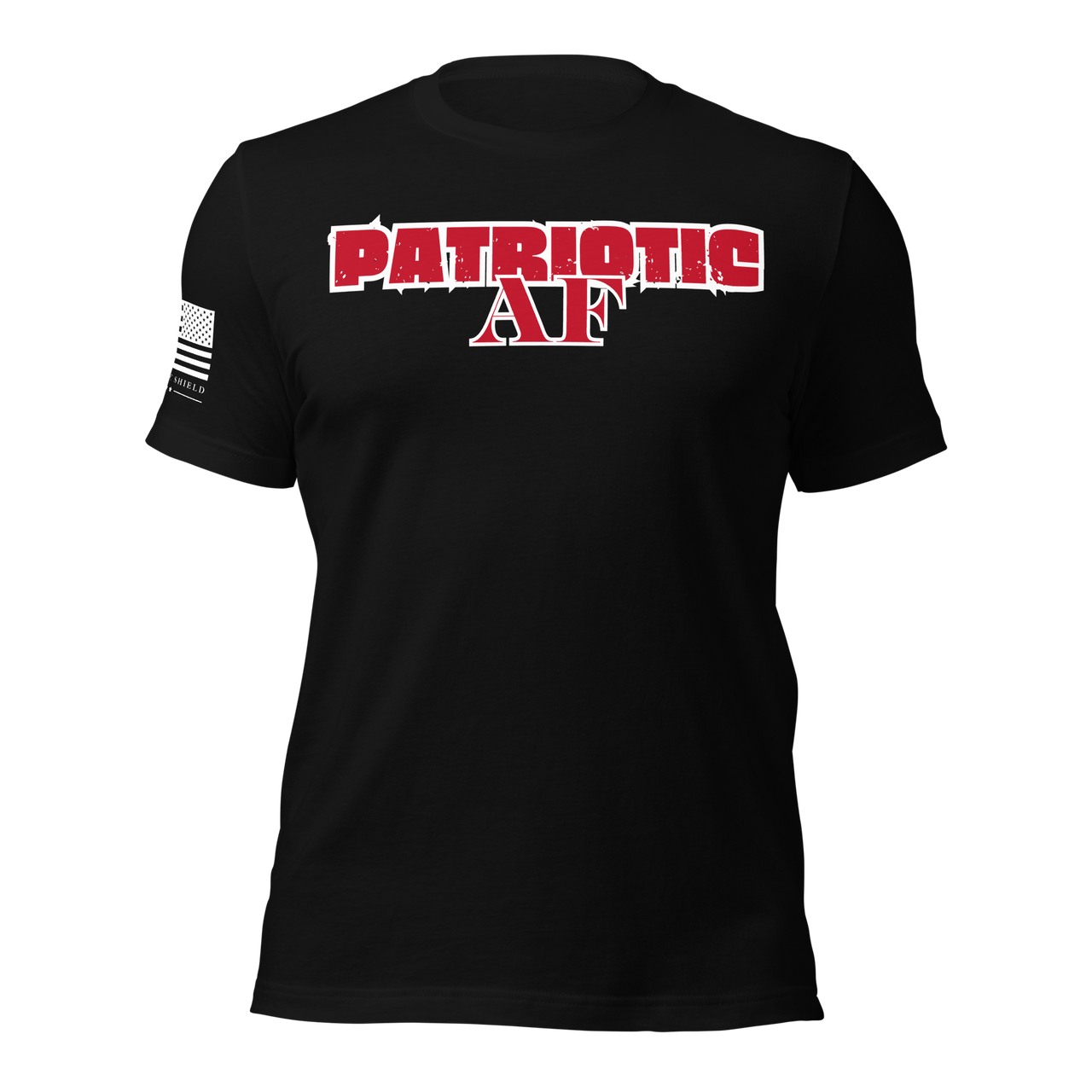 Patriotic AF text on high-quality, premium cotton T-shirt