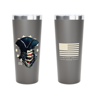  bold patriotic graphics on stainless steel tumbler. grey