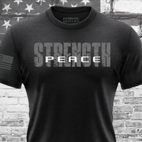Peace Through Strength patriotic t-shirt front design