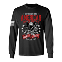 American pride political long sleeve tee. black