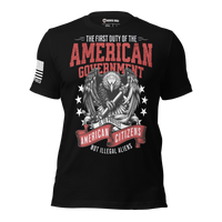 Citizens first American values apparel shirt. black