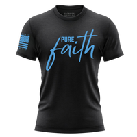 Thumbnail for Empowering Pure Faith Women's T-Shirt for patriotic women of faith and strength. Black