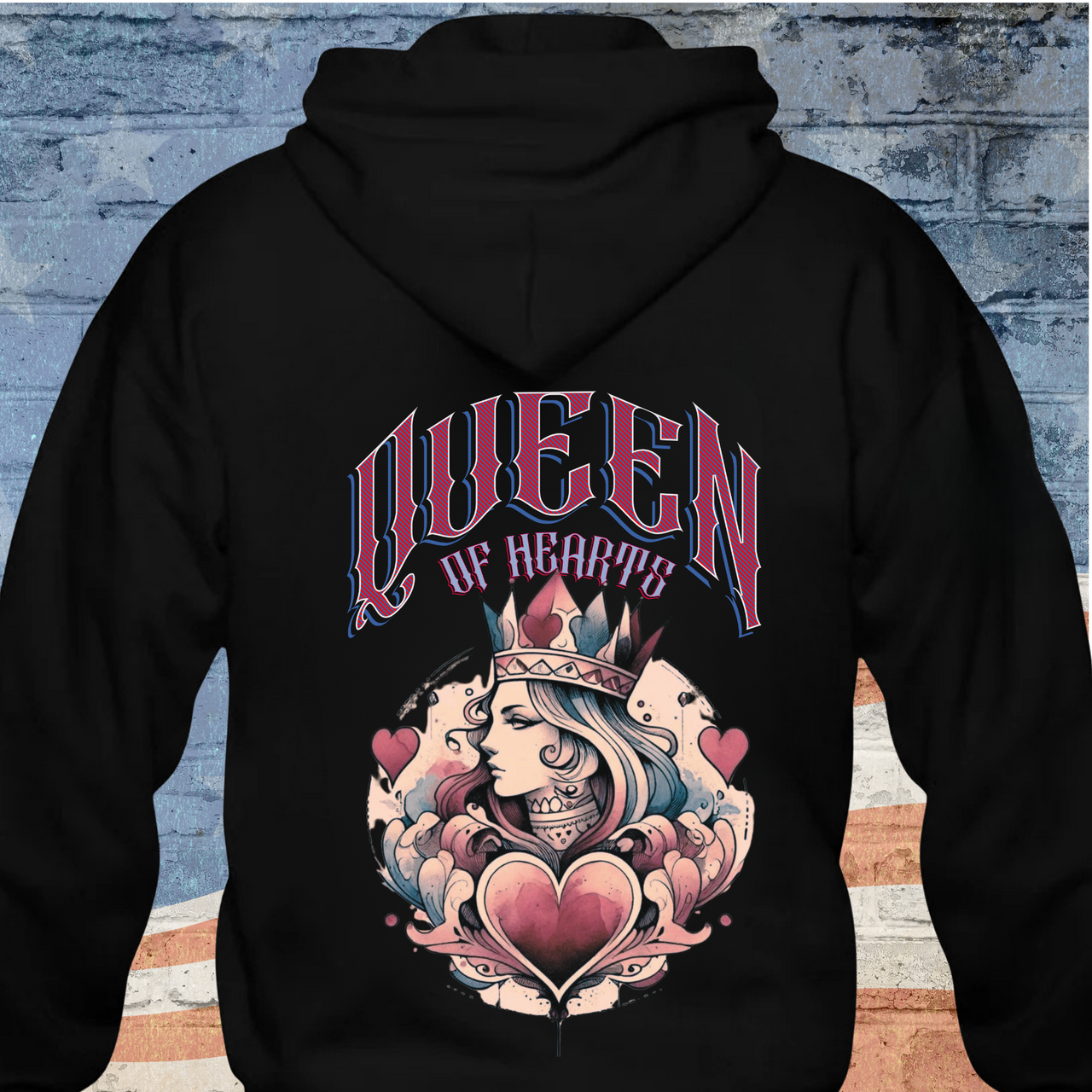 Queen of Hearts Hoodie for Women Patriotic Apparel