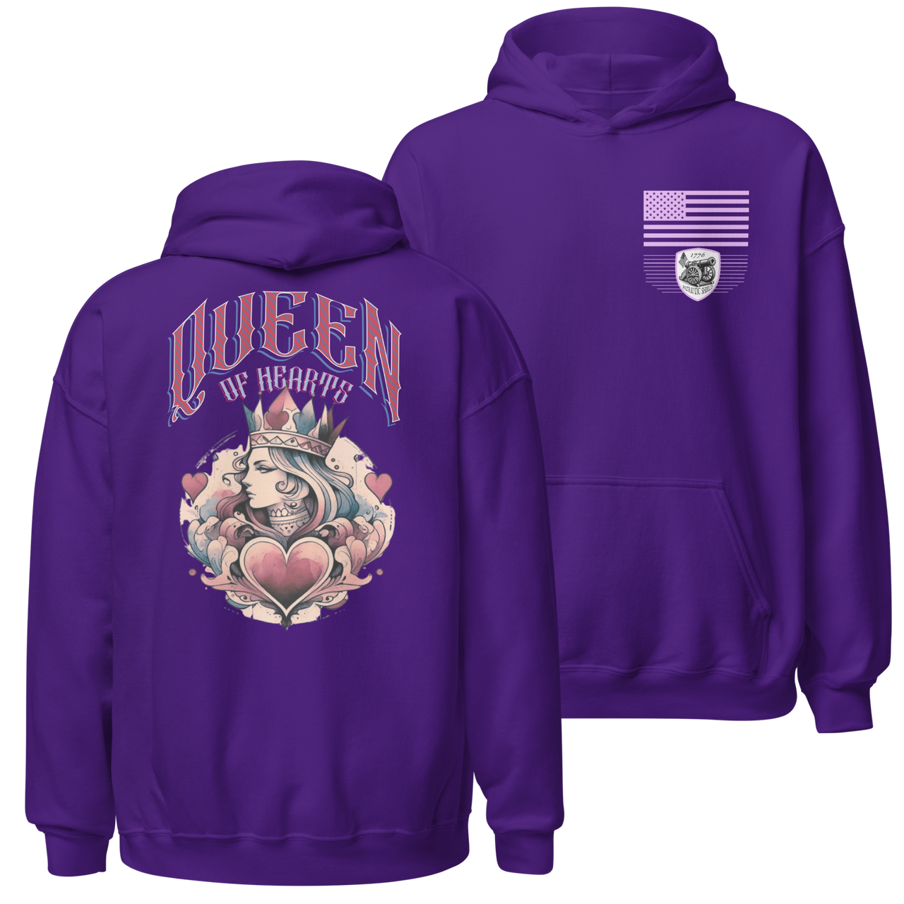 Women’s Patriotic Hoodie Warrior patriotic  Apparel USA. purple
