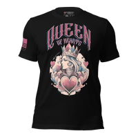 Stylish Women’s Warrior Queen of Hearts T-Shirt Patriotic Shield Apparel. black