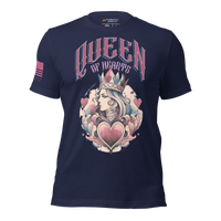 Strong Bold Feminine Queen of Hearts Shirt for Everyday Wear. navy
