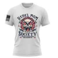 Thumbnail for Comfortable Rebel Mom Society Women's T-Shirt for bold, patriotic moms. White