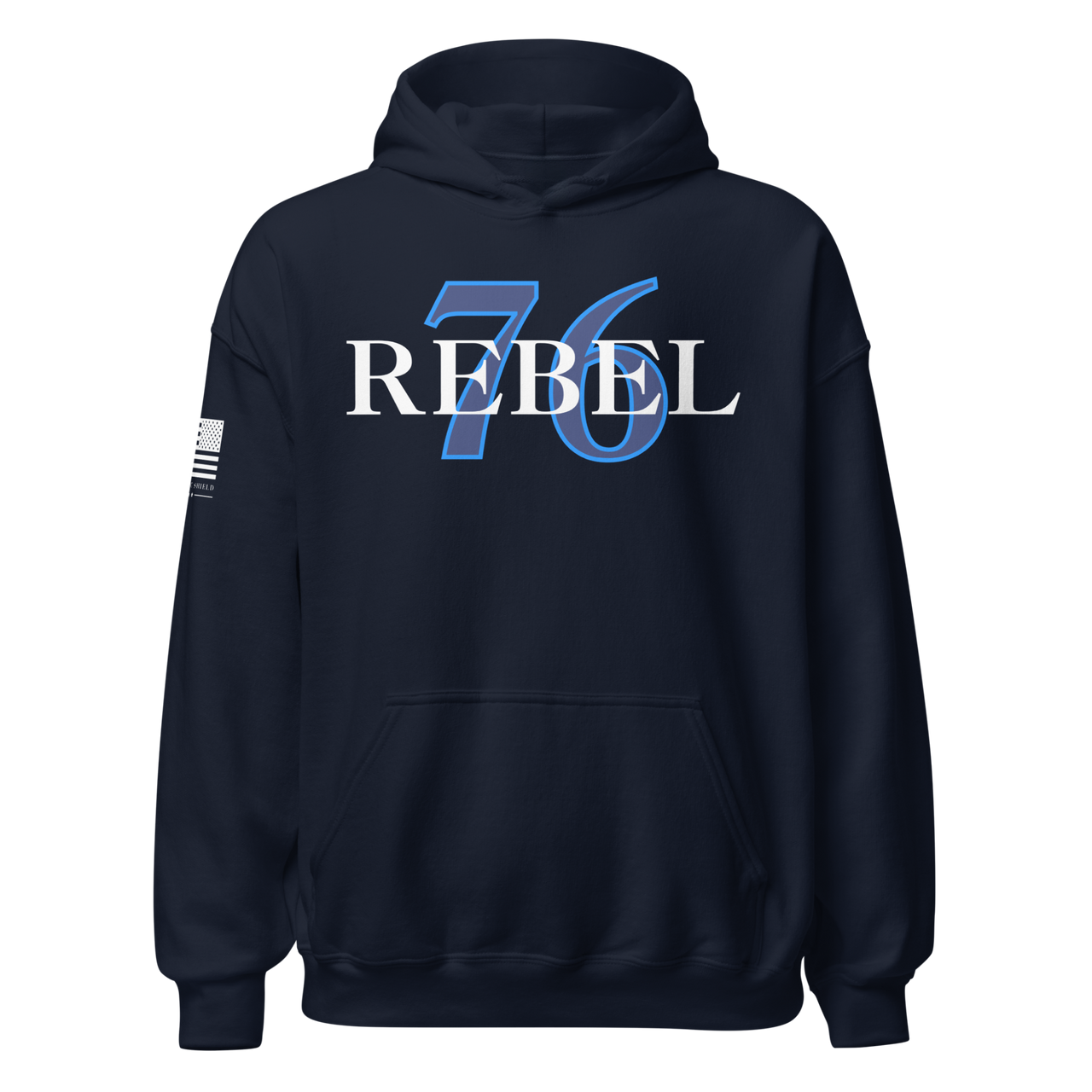 Tough Patriotic Hoodie Inspired by 1776 Warriors. navy