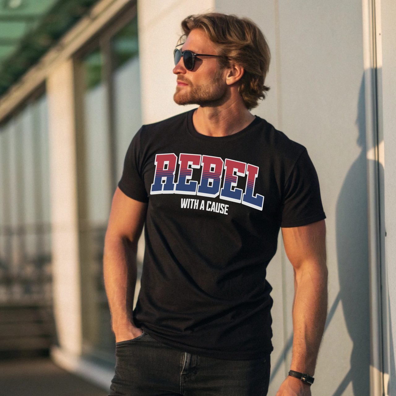 Rebel With a Cause American Grit patriotic t-shirt bold USA pride design