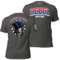 patriotic rebel t-shirt American Grit slogan freedom driven USA clothing. asphalt