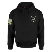 Thumbnail for  Rebellion to Tyrants Hoodie – bold design for patriotic warriors with patriot and 1776 on the chest.