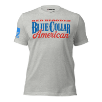 Tough American Worker T-Shirt Red Blooded Patriot Tee. athletic heather