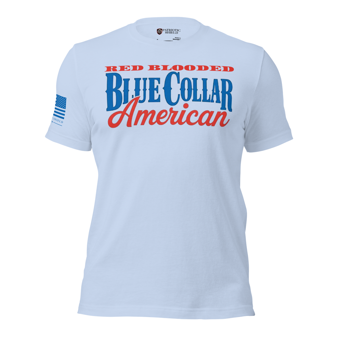 Patriotic Grit Tee for Red Blooded Americans. baby blue
